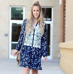 Anthropologie "Tiny" Long Sleeve Embroidered Dress Size XL regular misses 16